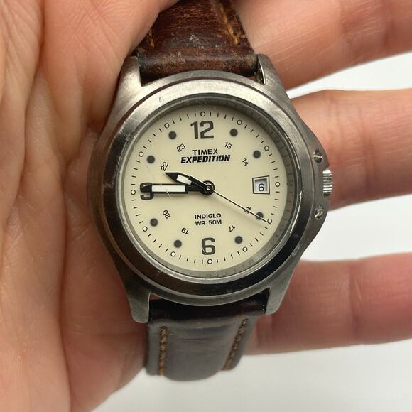 Timex Expedition Women’s Stainless Steel Brown Leather Watch, 32mm Working - Picture 7 of 8
